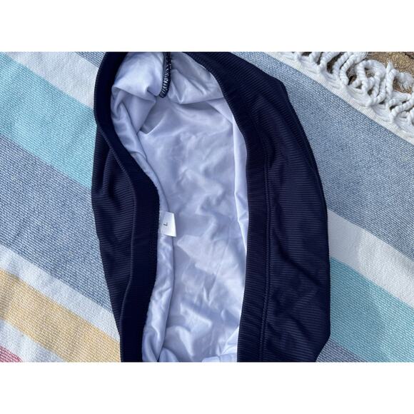 NWOT, Brand Unknown, Navy Ribbed High-wasted Bikini Set, Sz L - Picture 8 of 11